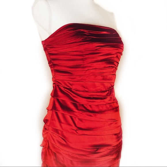 Express Red Strapless Cocktail Dress - Picture 3 of 8
